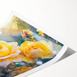 Extra large wall art depicting line art flowers in frost design on rolled print, ideal for large living room decor.