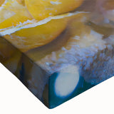 Close-up of frost patterns in black and white on a large stretched canvas, suitable for bedroom wall art.