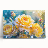 Black and white close-up photo of frost patterns on ice, printed on large stretched canvas.