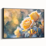 Black and white wall art featuring a close-up of frost patterns on ice, framed canvas, ideal for bedroom decor.