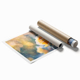 Close-up of frost patterns on ice in muted blue and white tones, extra large rolled print.