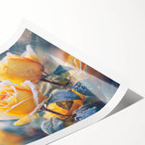 Extra large wall art featuring a close-up of frost patterns on flowers, rendered in line art style.