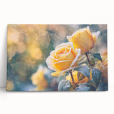 Close-up of frost patterns in black and white on a large stretched canvas, ideal for kitchen wall art.