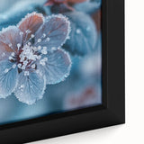 Close-up of black wall art featuring a textured frost design in vibrant colors on a framed canvas.
