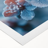 Art deco poster featuring a close-up frost design in muted blue and white tones, ideal for dining room wall art.