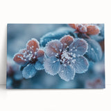 Close-up image of frost patterns in black and white on a stretched canvas, ideal for kitchen wall art.