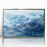 Frosted ice design on acrylic, featuring silver frame, ideal for modern art wall decor in a nursery.