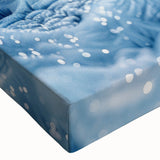 Close-up black and white image of frost patterns on ice on stretched canvas, ideal for bedroom wall art.