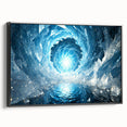 Black and white framed canvas featuring a close-up of frost patterns, suitable for bedroom wall decor.
