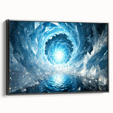Black and white framed canvas featuring a close-up of frost patterns, suitable for bedroom wall decor.