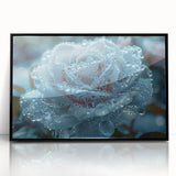 Large abstract wall art featuring a frost design in gray and white tones on a framed acrylic.