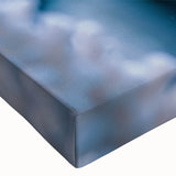 Close-up of frost patterns in black and white on a stretched canvas, suitable for bedroom wall art.