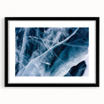 Extra large abstract art print featuring a frost-like design in vibrant colors on a textured canvas, framed in black.