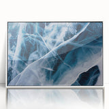 Framed acrylic print of a close-up frost design in soft gray tones, suitable for modern nursery wall art.