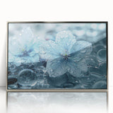 Art deco poster featuring a close-up frost design in silver tones on framed acrylic, ideal for modern nursery wall art.