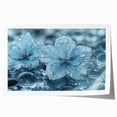 Close-up floral frost design in icy blue and white tones on rolled print.