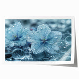Close-up floral frost design in icy blue and white tones on rolled print.