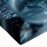 Close-up of frost patterns in black and white on a stretched canvas, ideal for bedroom wall art.
