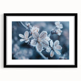 Extra large abstract art print featuring a textured, colorful frost design on a black framed canvas.