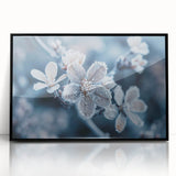 Large abstract wall art depicting frost patterns in muted gray tones on a framed acrylic, ideal for modern art wall decor.