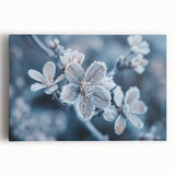 Black and white close-up image of ice crystals on canvas, ideal for kitchen wall art.