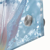 Close-up of frost patterns in muted gray tones on acrylic glass, suitable as large abstract dining room art.