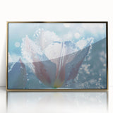 Framed acrylic print of frost design in gold tones, mid-century modernist style, suitable for nursery wall art.