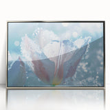 Framed acrylic print of a frost design on ice, featuring intricate patterns in muted gray tones.