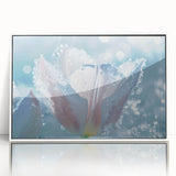 Framed acrylic print featuring a close-up of frost patterns in muted gray tones, ideal for modern art wall decor.