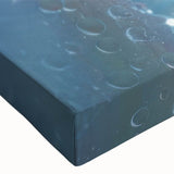 Close-up of frost patterns in black and white on a large stretched canvas, suitable for bedroom wall art.