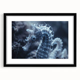 Extra large abstract art print featuring a textured, colorful frost design on black framed canvas.