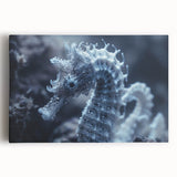 Black and white close-up of frost patterns on a stretched canvas, ideal for kitchen wall art.