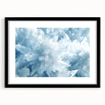 Extra large textured abstract art print featuring colorful frost patterns, framed in black, ideal for living room decor.