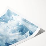 Extra large wall art featuring line art flowers with frost design in muted gray tones on rolled canvas.