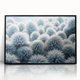 Framed acrylic print of large abstract wall art depicting frost patterns in black and white, ideal for modern art wall decor.