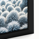 Close-up of textured black wall art featuring frost patterns, ideal for large living room decor.