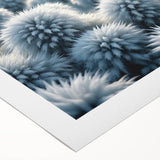 Art deco poster featuring a close-up of frost patterns in muted gray tones on rolled canvas, ideal for dining room wall art.