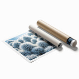 Close-up of frost pattern on ice in muted gray tones, rolled print, suitable for classy bathroom wall art.