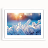 Extra large wall art depicting an abstract frost design in textured white and gray tones on a framed canvas.