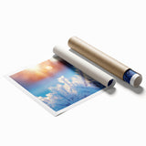 Extra large rolled print featuring a close-up of frost patterns on ice, in muted blue and white tones.