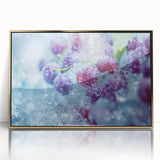 Framed acrylic print of a frost design in muted gray and blue tones.