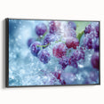 Black and white framed canvas featuring a close-up of frost patterns, ideal for bedroom wall decor.