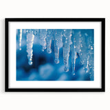 Extra large abstract art print on canvas featuring vibrant, textured frost patterns, ideal for living room decor.