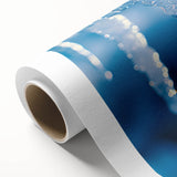 Art deco poster of a frost design in cool blue and white tones on rolled canvas, ideal for nursery wall art.