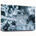 Close-up of frost patterns in muted blue and white on acrylic glass, suited for modern bedroom or dining room decor.