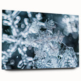 Large abstract wall art featuring a frost design in cool blue tones on acrylic glass, ideal for bedroom or dining room decor.