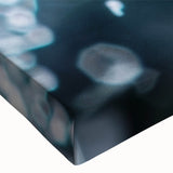 Close-up of frost patterns in black and white on stretched canvas, suitable for bedroom wall art.