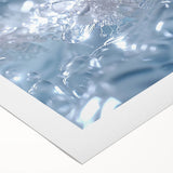 Art deco poster featuring a close-up of frost patterns in muted gray tones on rolled canvas.
