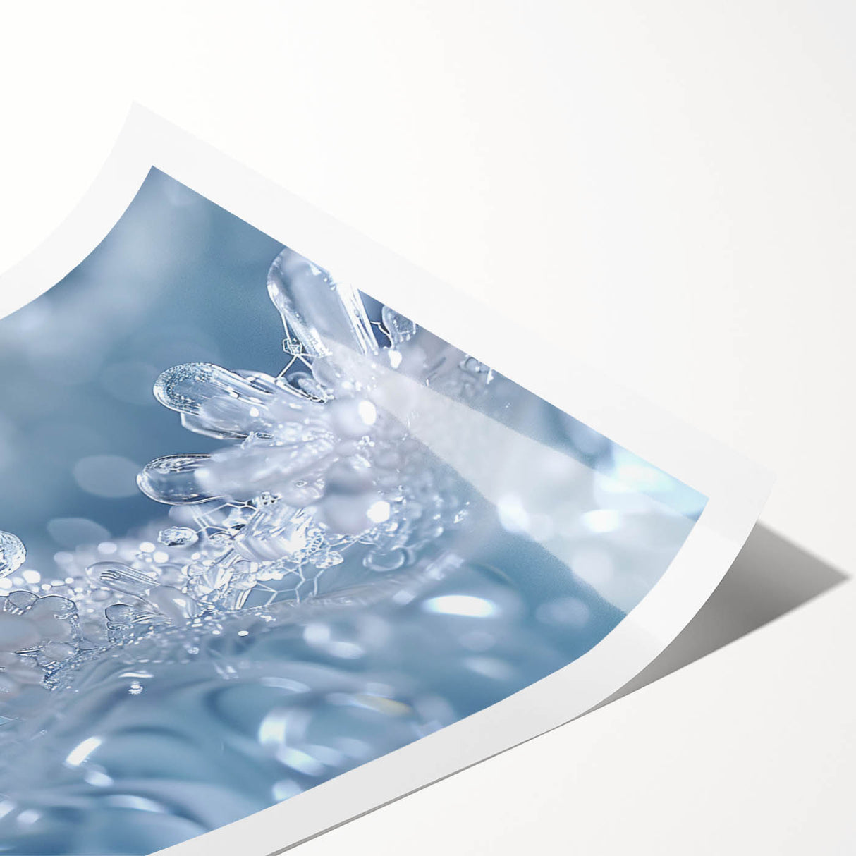 Extra large wall art of line art flowers in frost design on rolled print, ideal for large living room wall decor.