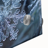 Large abstract acrylic print depicting frost patterns in muted grays, ideal for dining room art.